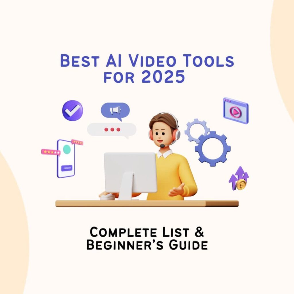 Dashboard showcasing top AI video tools of 2025 for beginners, featuring text-to-video generators, avatars, and editing suites.
