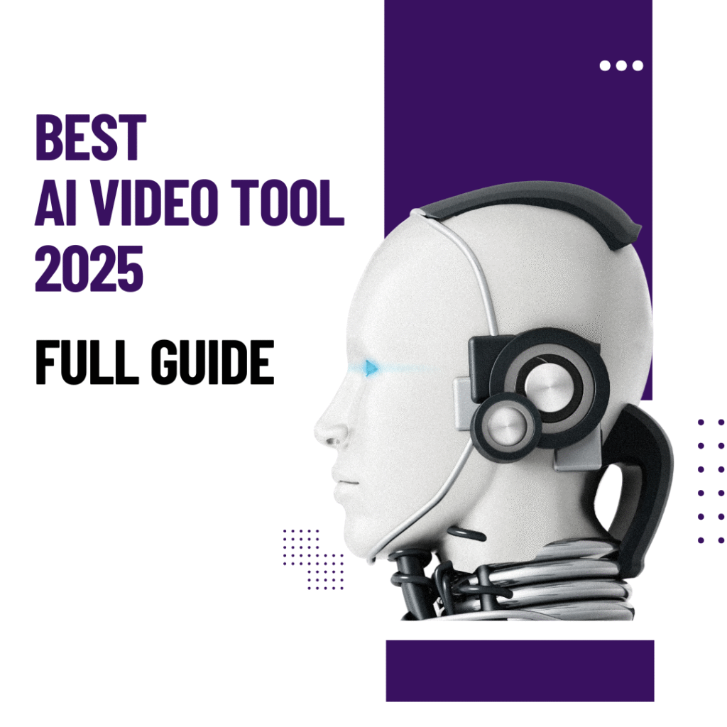 Illustration of Best AI Video Tools 2025 showing icons for video editing, creation, animation, subtitles, and AI automation