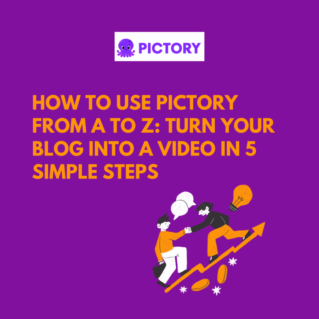 "Pictory AI dashboard showing options like Script to Video and Article to Video"