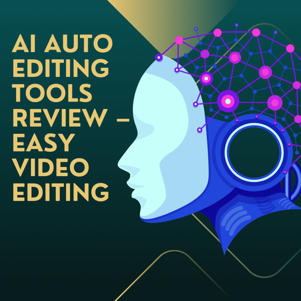 Screenshot of AI auto video editing tools dashboard showing automatic cutting, transitions, and AI voiceover features
