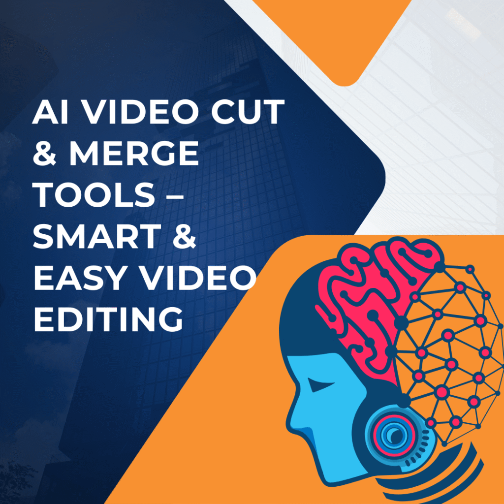 Screenshot showing AI video cut and merge tools automatically trimming, splicing, and merging clips for professional video editing