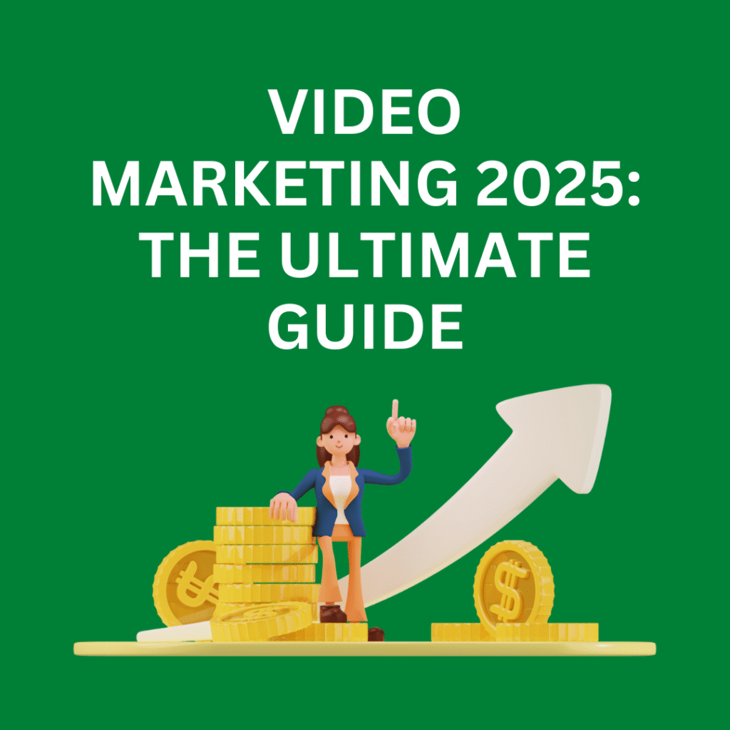 Illustration of video marketing in 2025, showing social media platforms, video tools, and marketing strategy icons