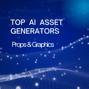 Illustration of an AI asset generator creating digital props, graphics, and animated elements for video content