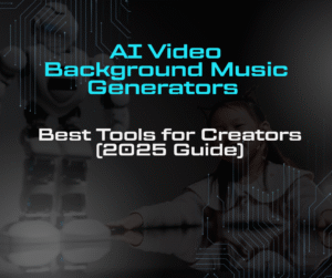AI background music generator interface creating mood-based soundtrack for videos.